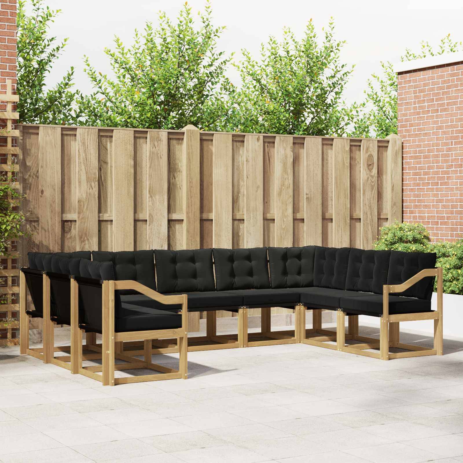 vidaXL Outdoor-Sofagarnitur mit Kissen 9 pcs Weiß und Schwarz