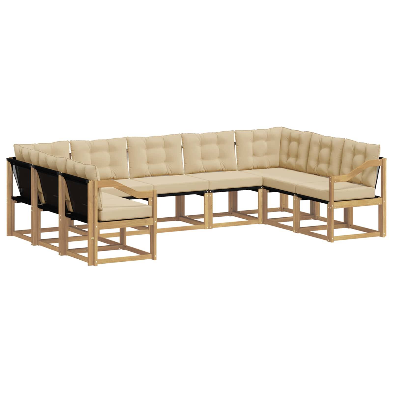 vidaXL Outdoor-Sofagarnitur mit Kissen 9 pcs Weiß und Beige