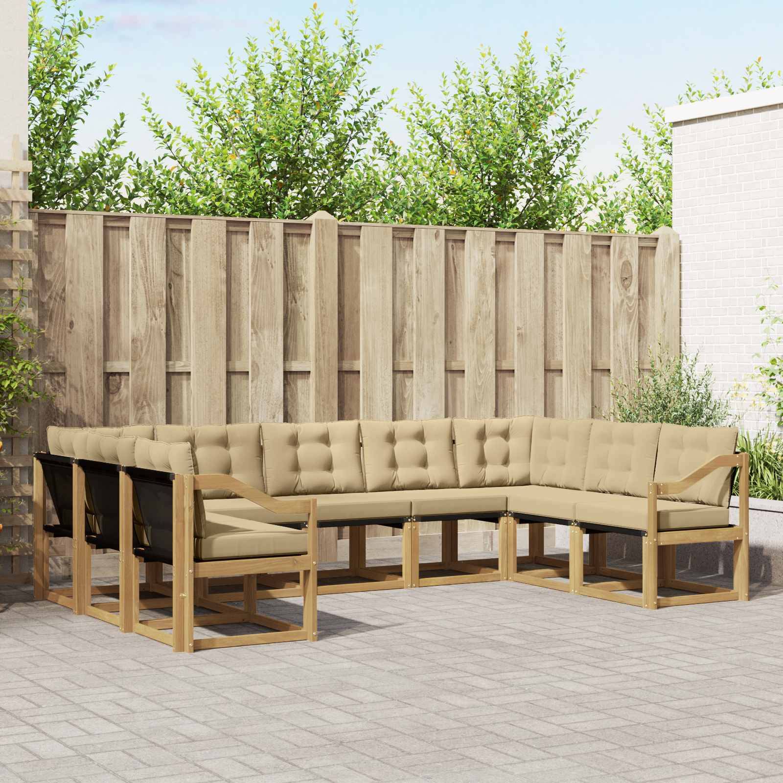 vidaXL Outdoor-Sofagarnitur mit Kissen 9 pcs Weiß und Beige