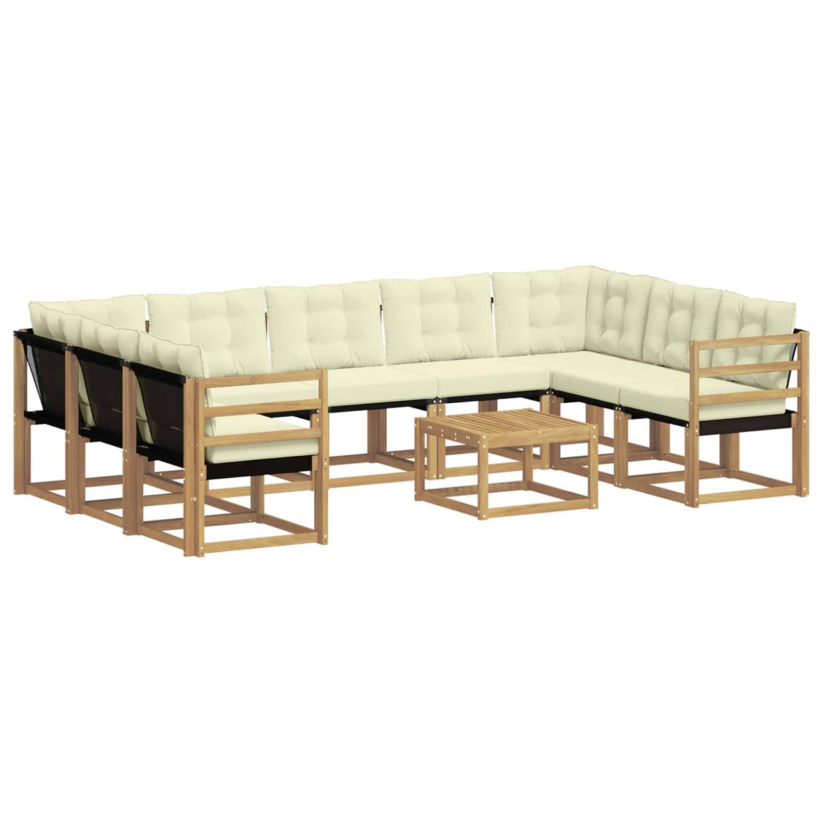 vidaXL Outdoor-Sofagarnitur mit Kissen 10 pcs Weiß und Creme