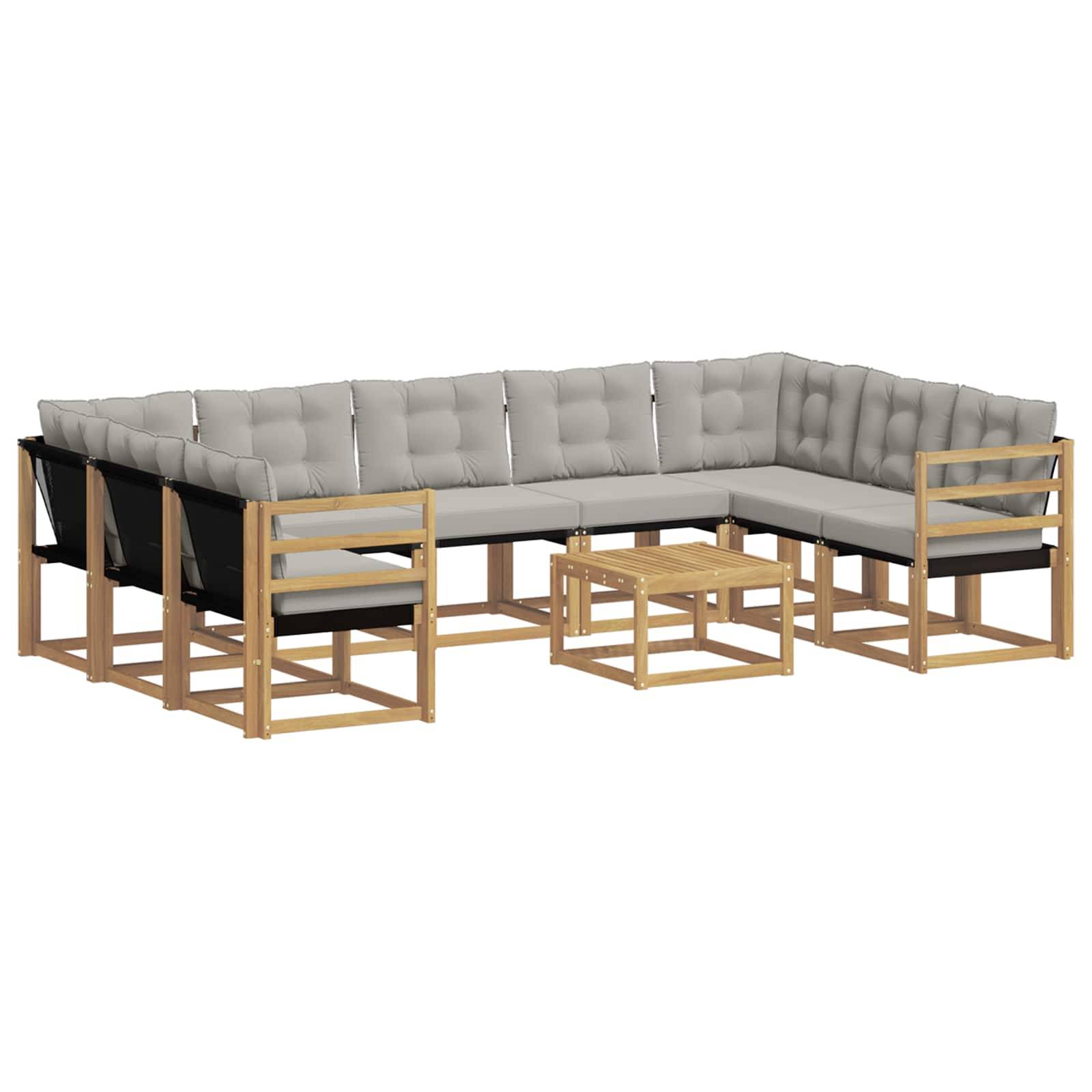 vidaXL Outdoor-Sofagarnitur mit Kissen 10 pcs Weiß und Hellgrau