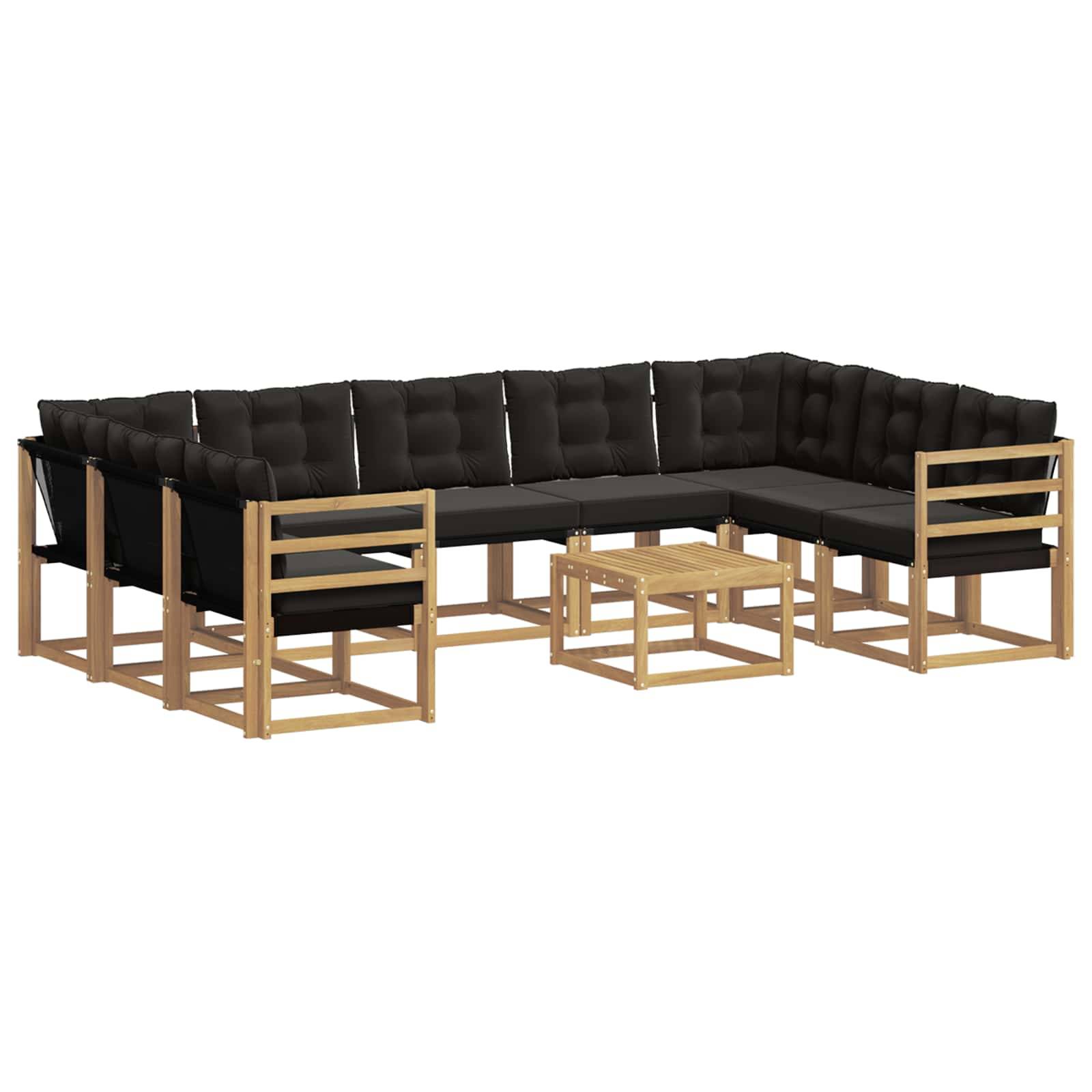 vidaXL Outdoor-Sofagarnitur mit Kissen 10 pcs Weiß und Schwarz
