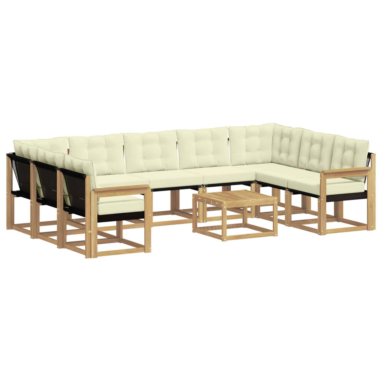 vidaXL Outdoor-Sofagarnitur mit Kissen 10 pcs Weiß und Creme