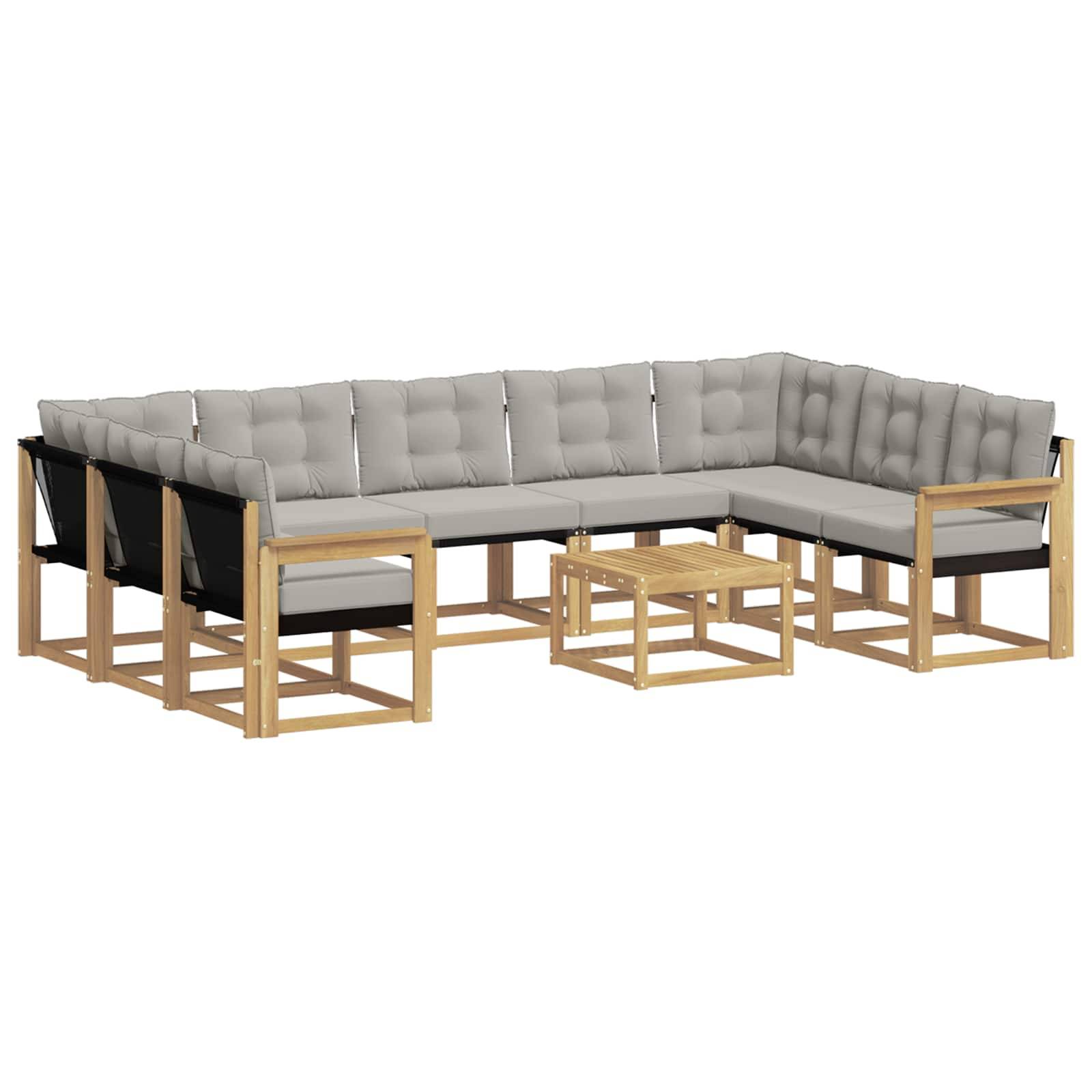 vidaXL Outdoor-Sofagarnitur mit Kissen 10 pcs Weiß und Hellgrau