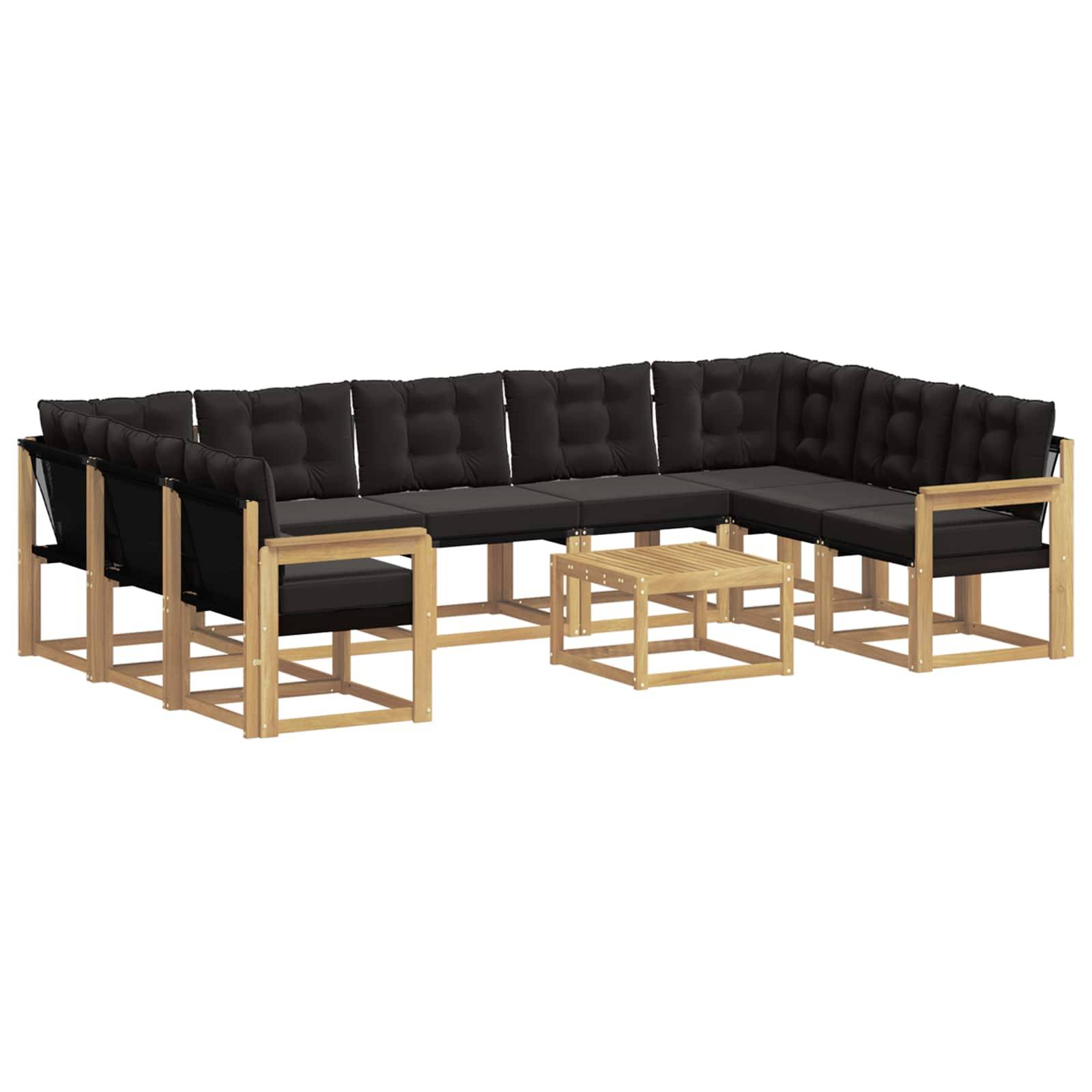 vidaXL Outdoor-Sofagarnitur mit Kissen 10 pcs Weiß und Schwarz