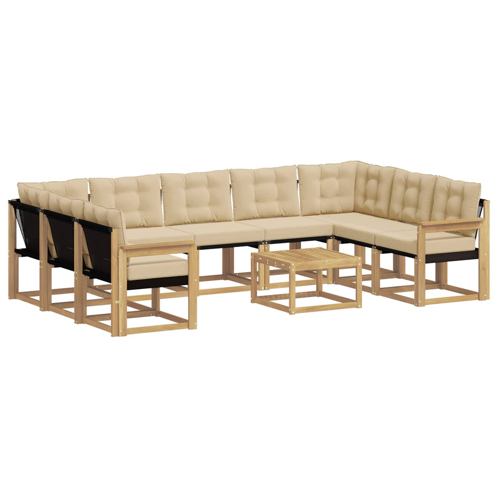 vidaXL Outdoor-Sofagarnitur mit Kissen 10 pcs Weiß und Beige