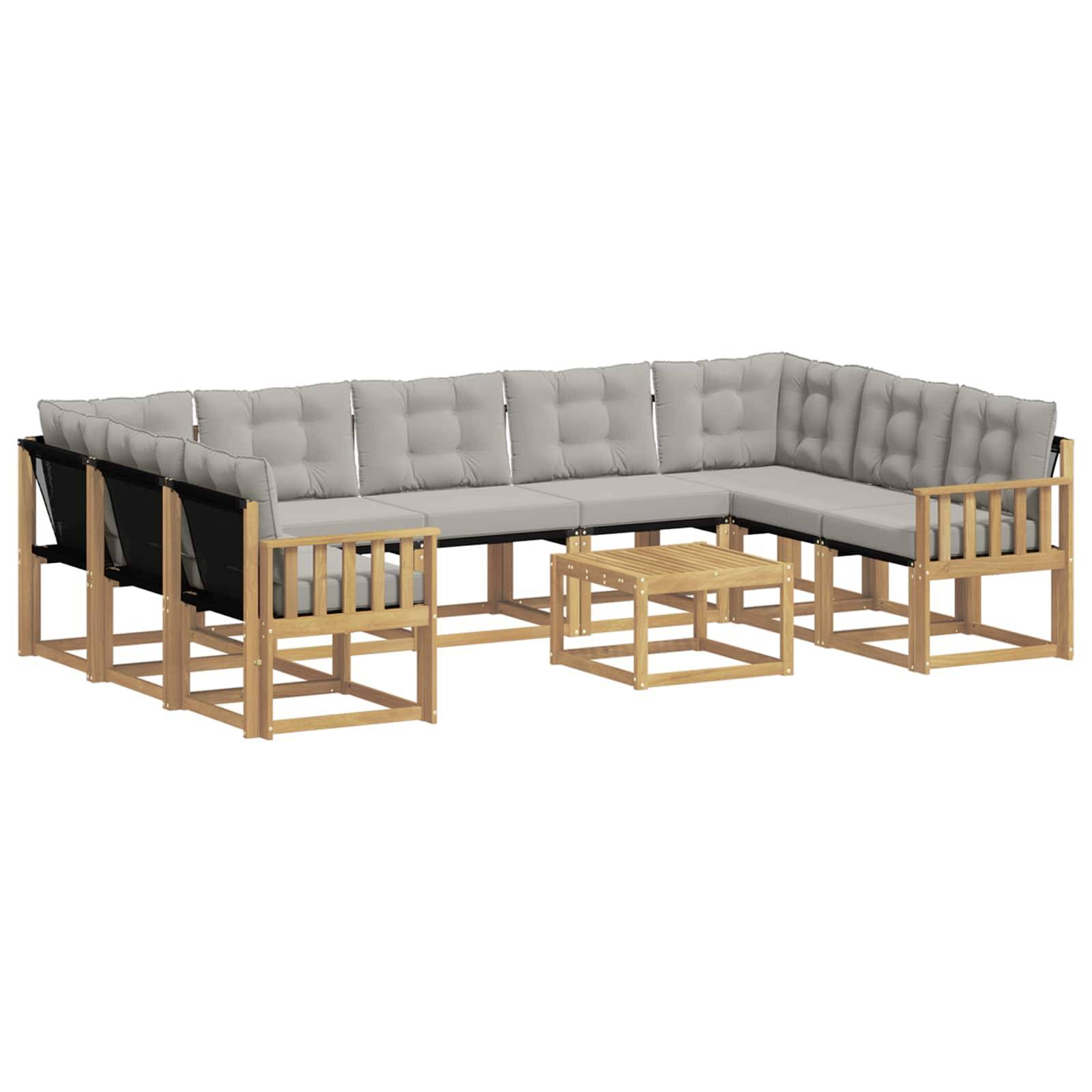 vidaXL Outdoor-Sofagarnitur mit Kissen 10 pcs Weiß und Hellgrau
