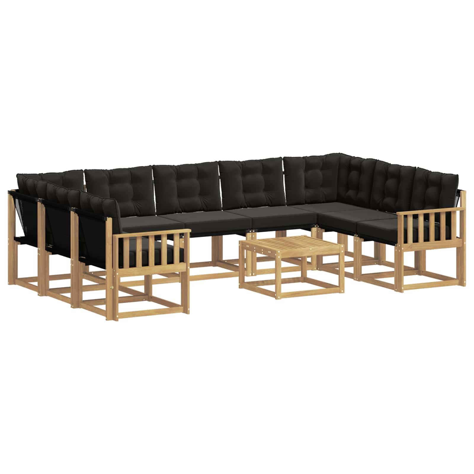 vidaXL Outdoor-Sofagarnitur mit Kissen 10 pcs Weiß und Schwarz