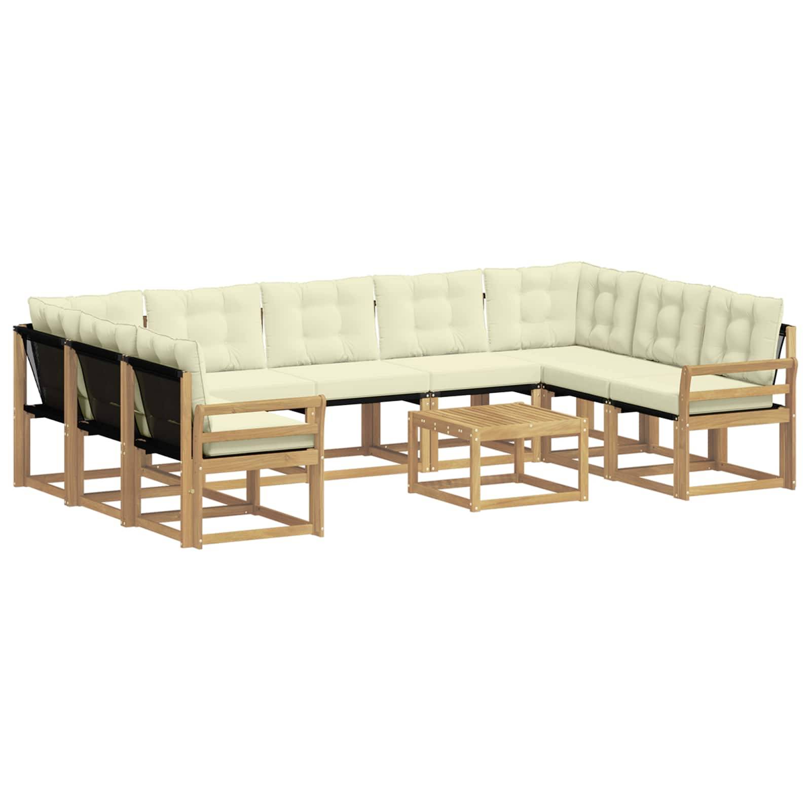 vidaXL Outdoor-Sofagarnitur mit Kissen 10 pcs Weiß und Creme