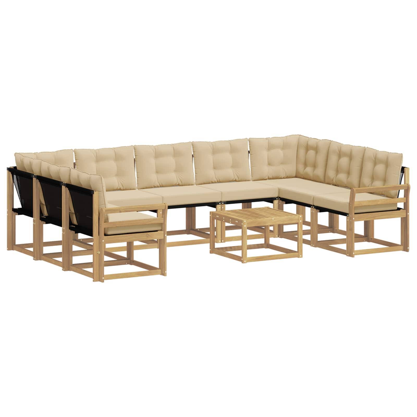 vidaXL Outdoor-Sofagarnitur mit Kissen 10 pcs Weiß und Beige