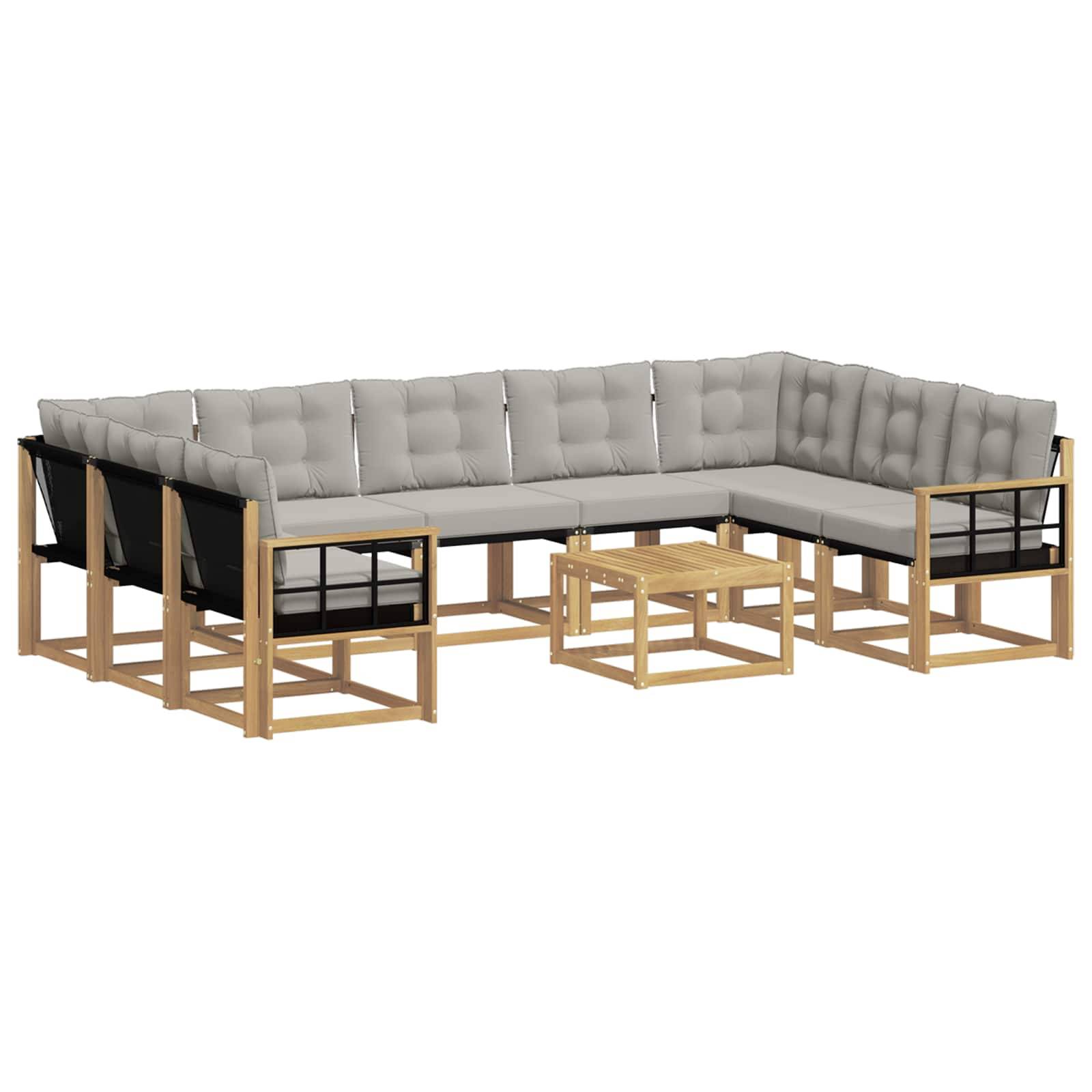 vidaXL Outdoor-Sofagarnitur mit Kissen 10 pcs Weiß und Hellgrau