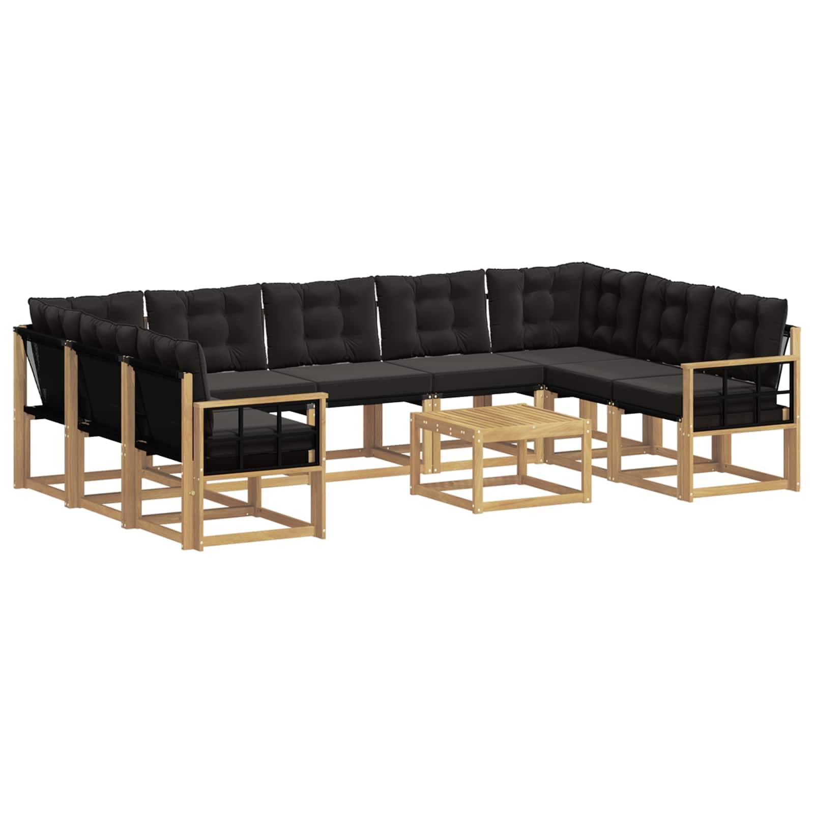 vidaXL Outdoor-Sofagarnitur mit Kissen 10 pcs Weiß und Schwarz