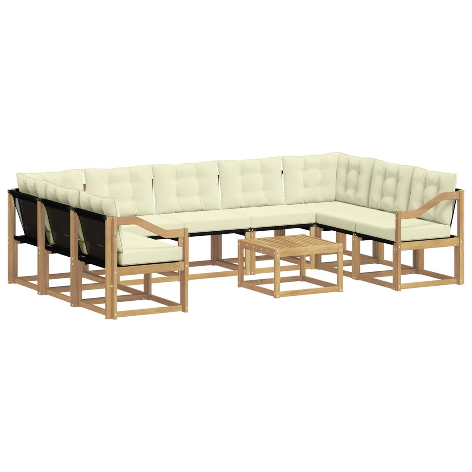 vidaXL Outdoor-Sofagarnitur mit Kissen 10 pcs Weiß und Creme
