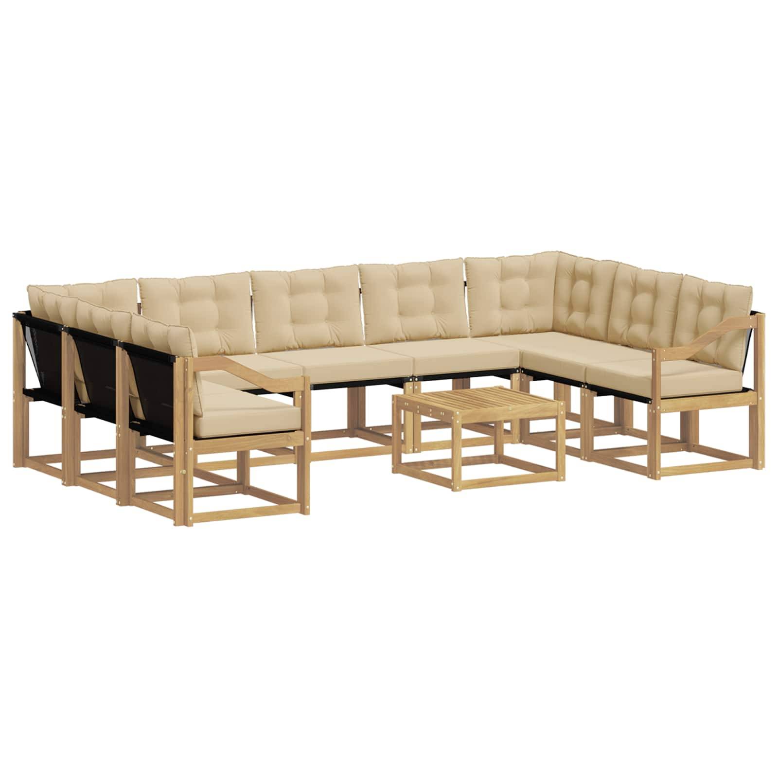 vidaXL Outdoor-Sofagarnitur mit Kissen 10 pcs Weiß und Beige