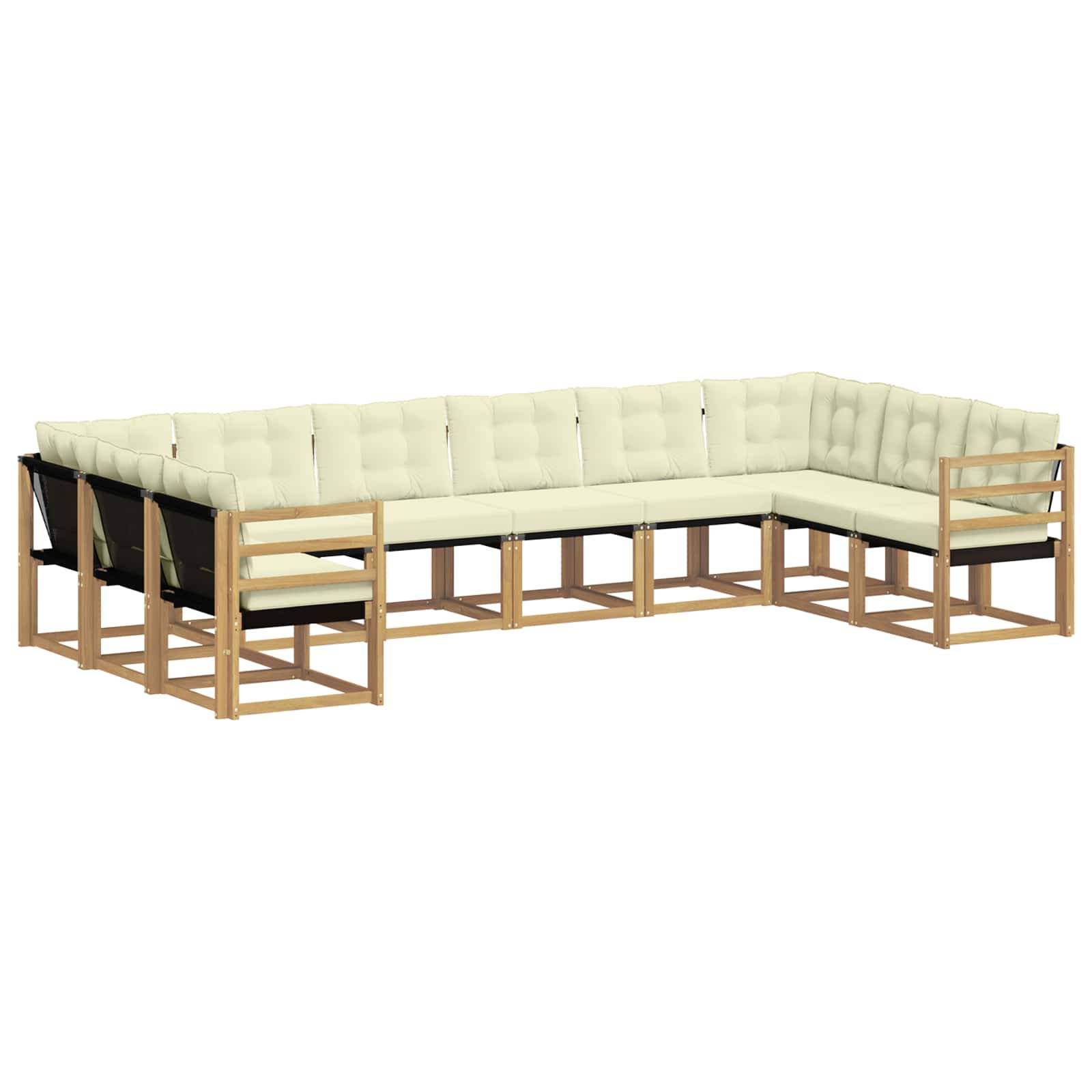 vidaXL Outdoor-Sofagarnitur mit Kissen 10 pcs Weiß und Creme