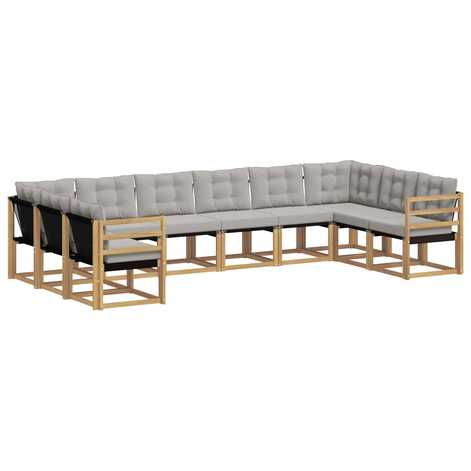 vidaXL Outdoor-Sofagarnitur mit Kissen 10 pcs Weiß und Hellgrau
