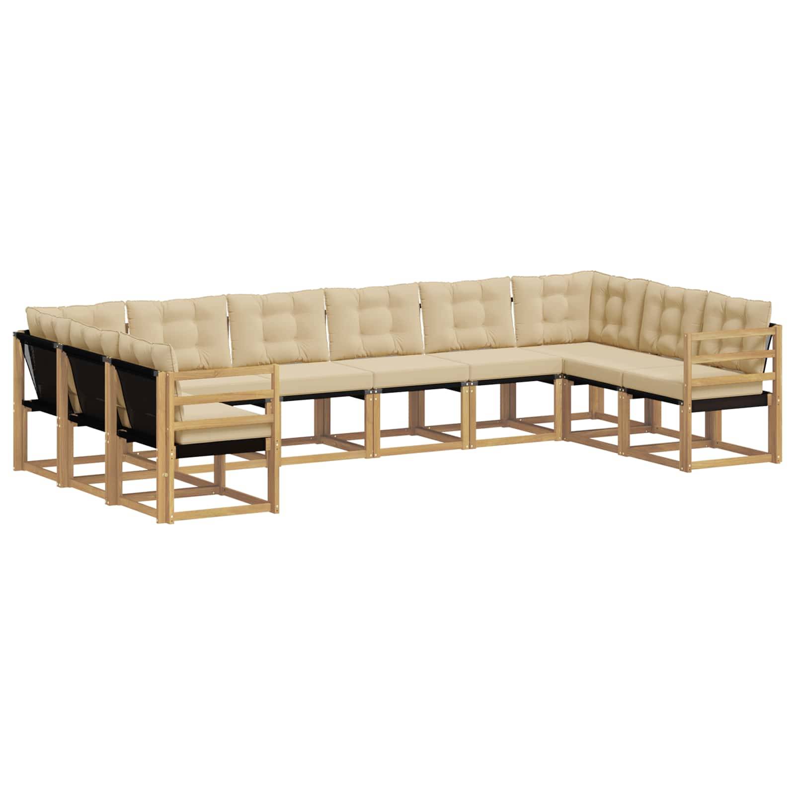 vidaXL Outdoor-Sofagarnitur mit Kissen 10 pcs Weiß und Beige