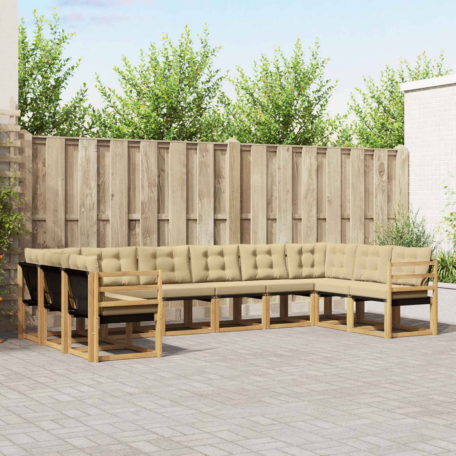 vidaXL Outdoor-Sofagarnitur mit Kissen 10 pcs Weiß und Beige