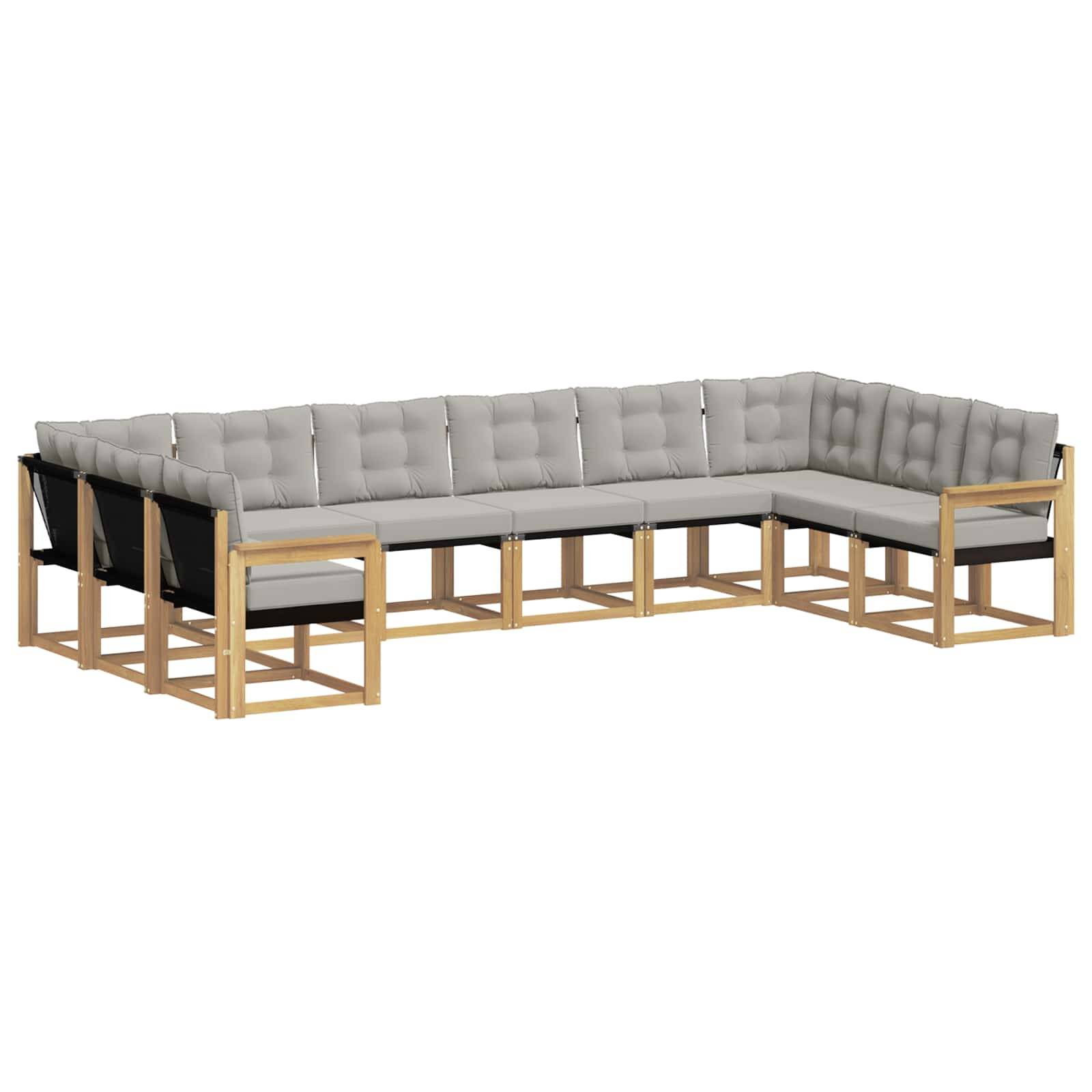 vidaXL Outdoor-Sofagarnitur mit Kissen 10 pcs Weiß und Hellgrau