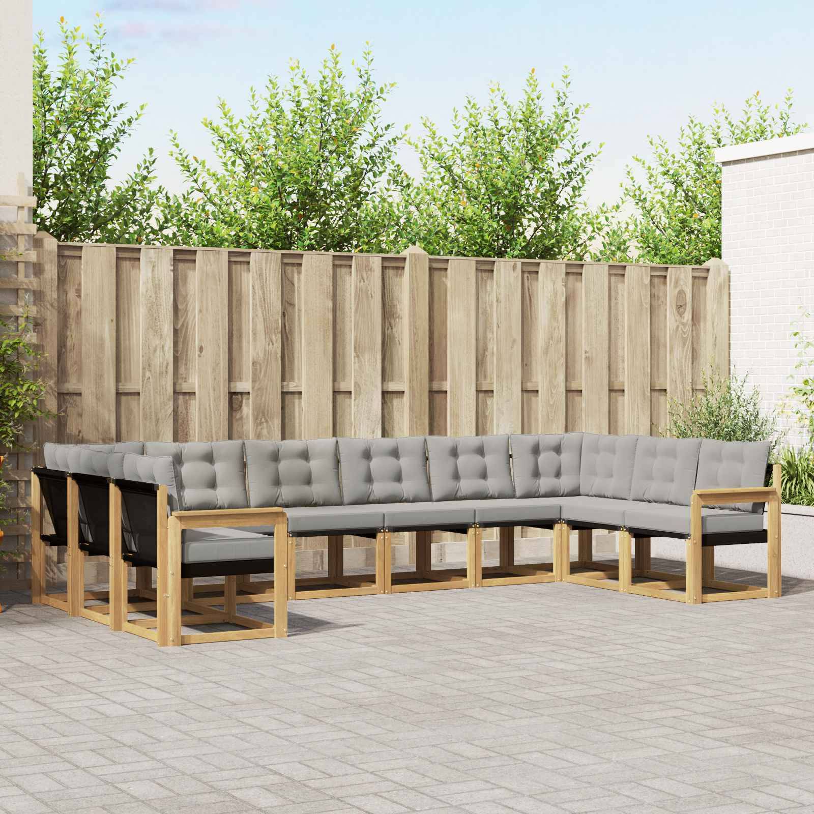 vidaXL Outdoor-Sofagarnitur mit Kissen 10 pcs Weiß und Hellgrau