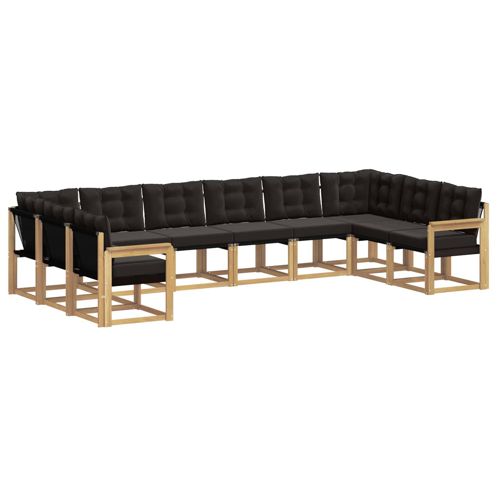 vidaXL Outdoor-Sofagarnitur mit Kissen 10 pcs Weiß und Schwarz