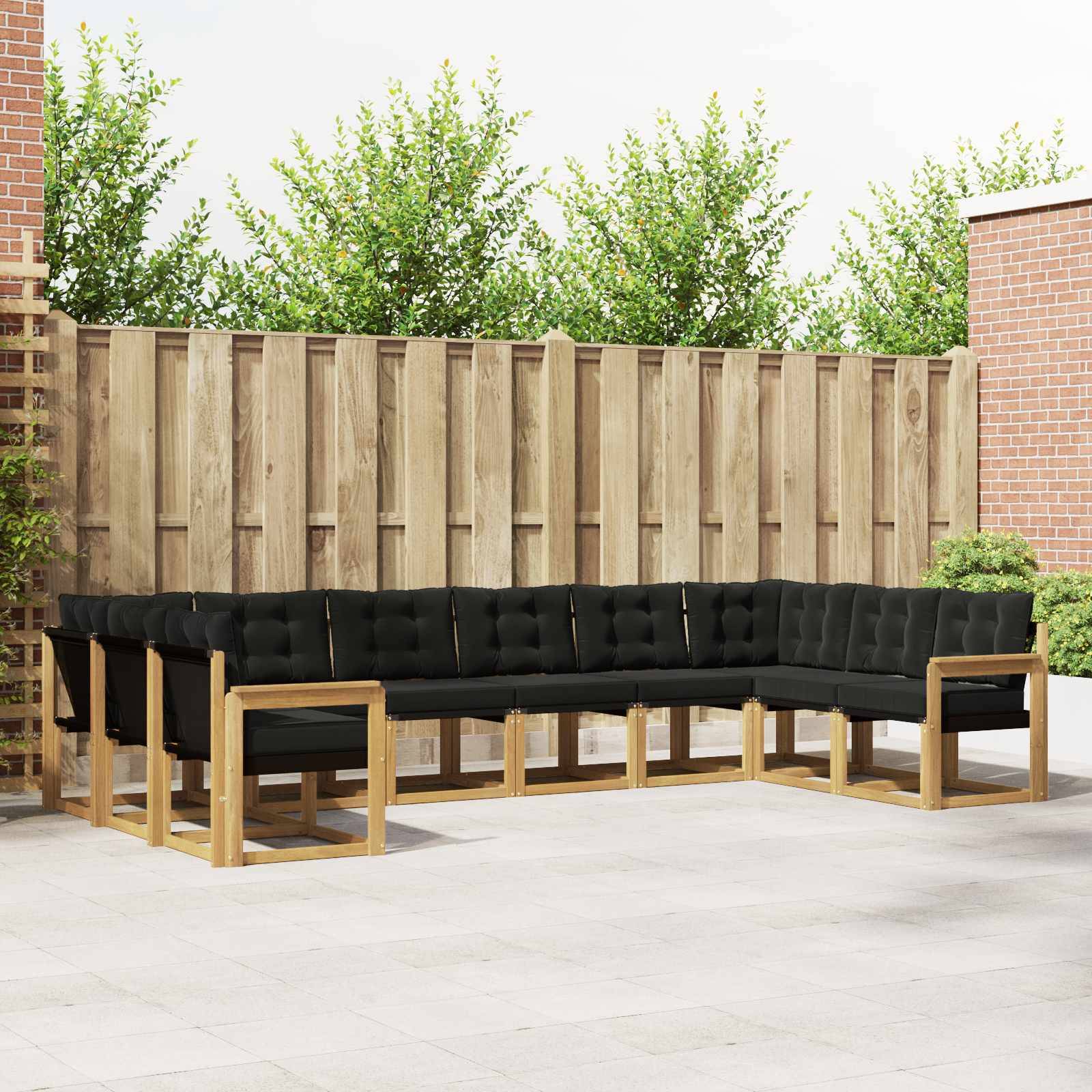 vidaXL Outdoor-Sofagarnitur mit Kissen 10 pcs Weiß und Schwarz