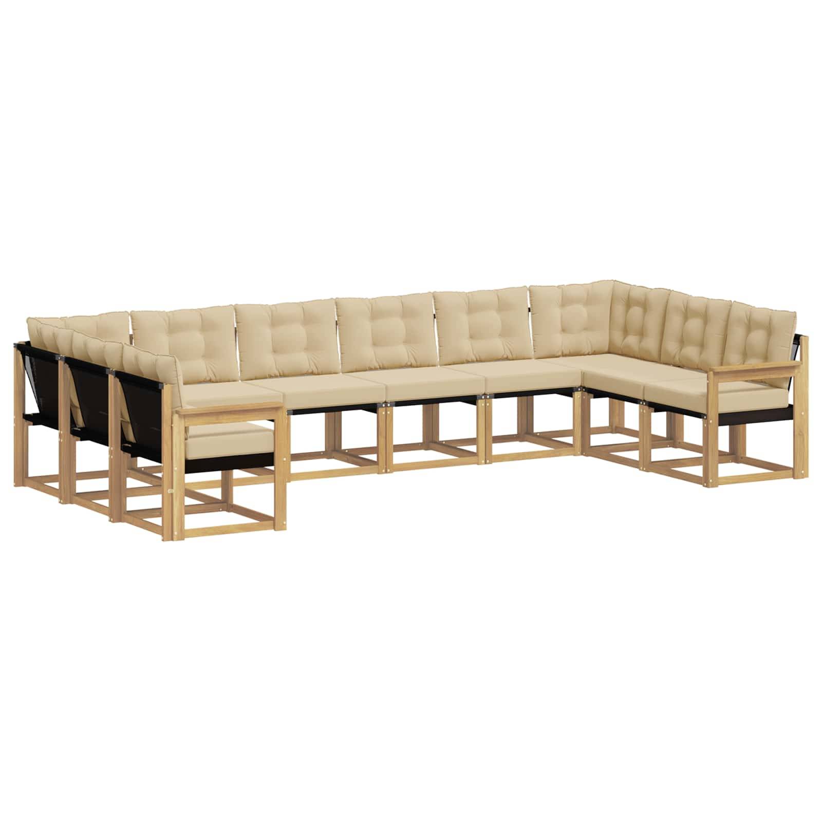 vidaXL Outdoor-Sofagarnitur mit Kissen 10 pcs Weiß und Beige