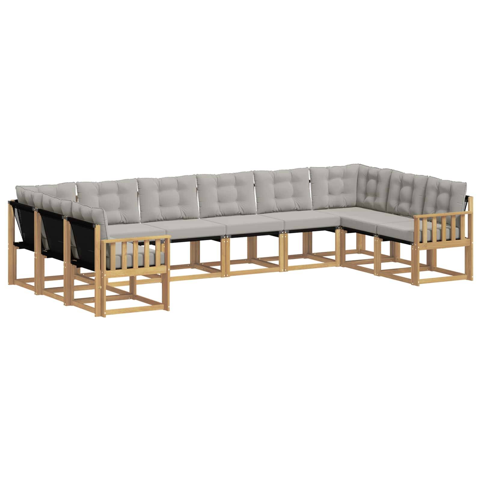 vidaXL Outdoor-Sofagarnitur mit Kissen 10 pcs Weiß und Hellgrau