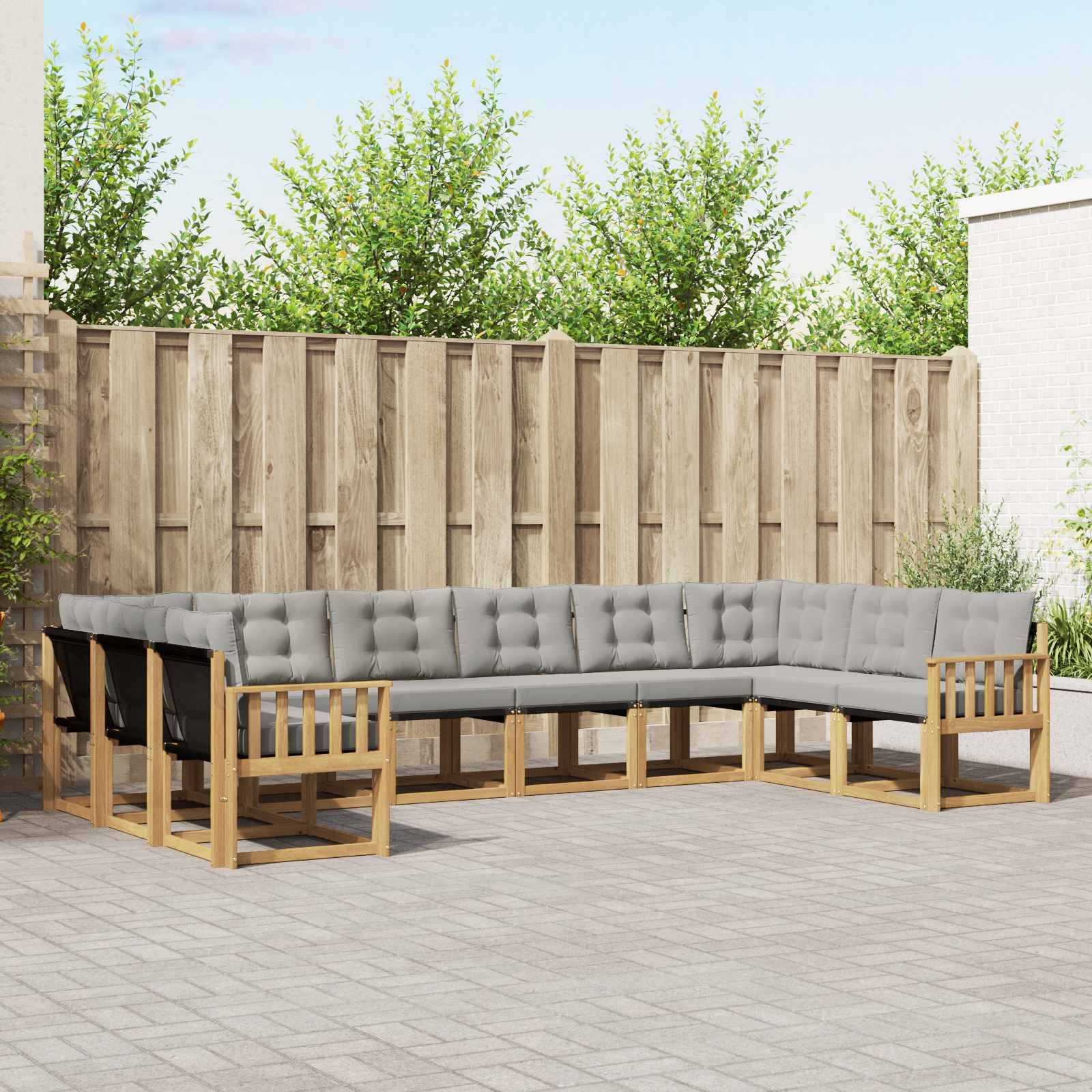 vidaXL Outdoor-Sofagarnitur mit Kissen 10 pcs Weiß und Hellgrau