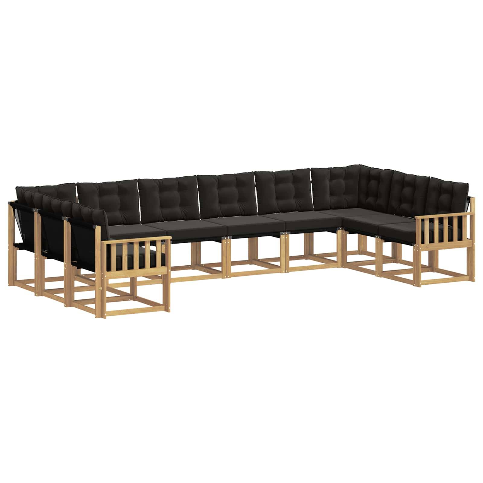 vidaXL Outdoor-Sofagarnitur mit Kissen 10 pcs Weiß und Schwarz