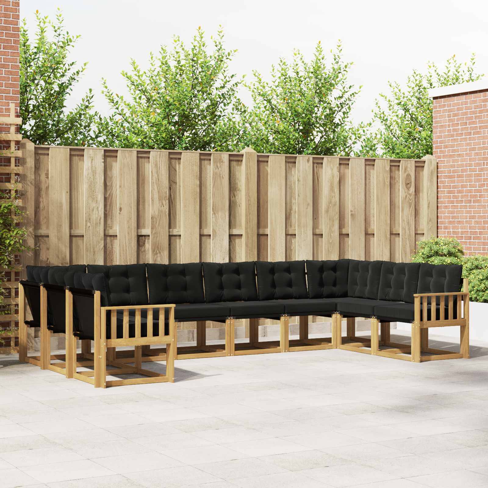 vidaXL Outdoor-Sofagarnitur mit Kissen 10 pcs Weiß und Schwarz