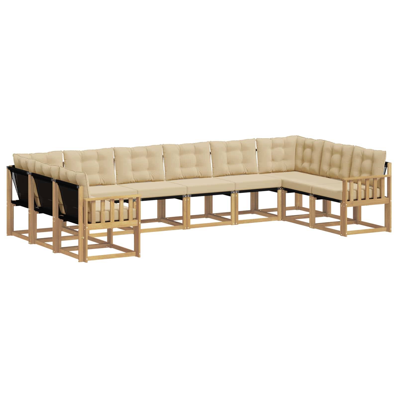 vidaXL Outdoor-Sofagarnitur mit Kissen 10 pcs Weiß und Beige