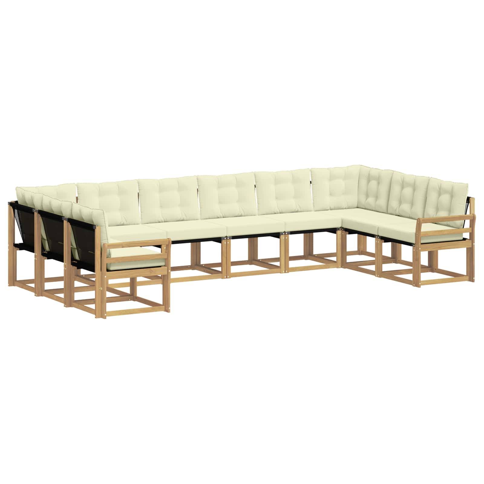 vidaXL Outdoor-Sofagarnitur mit Kissen 10 pcs Weiß und Creme