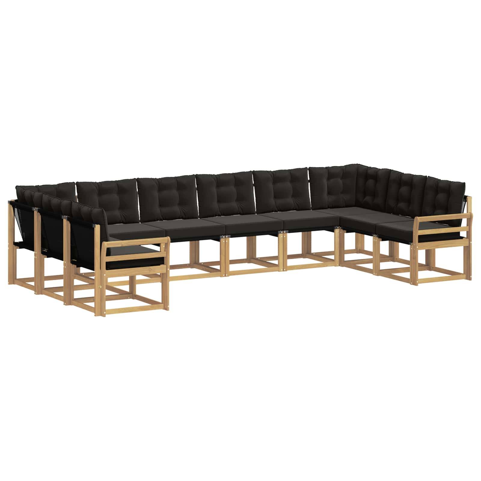 vidaXL Outdoor-Sofagarnitur mit Kissen 10 pcs Weiß und Schwarz