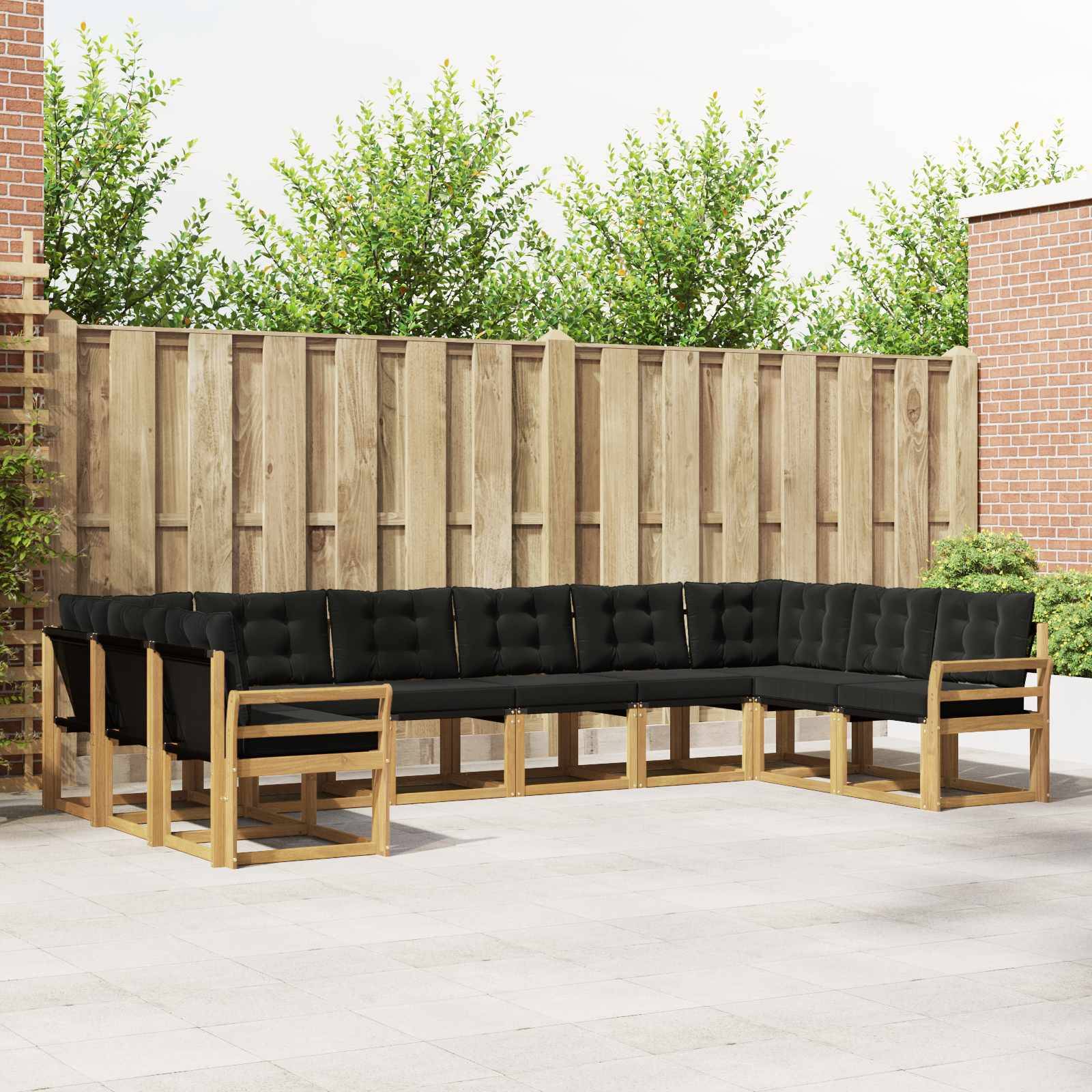 vidaXL Outdoor-Sofagarnitur mit Kissen 10 pcs Weiß und Schwarz