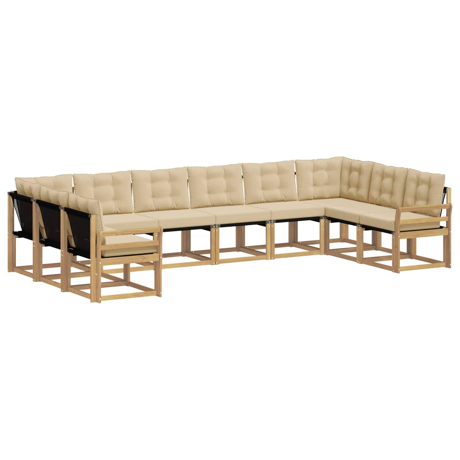 vidaXL Outdoor-Sofagarnitur mit Kissen 10 pcs Weiß und Beige