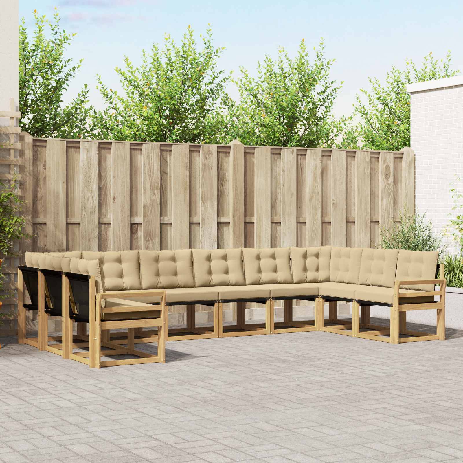 vidaXL Outdoor-Sofagarnitur mit Kissen 10 pcs Weiß und Beige