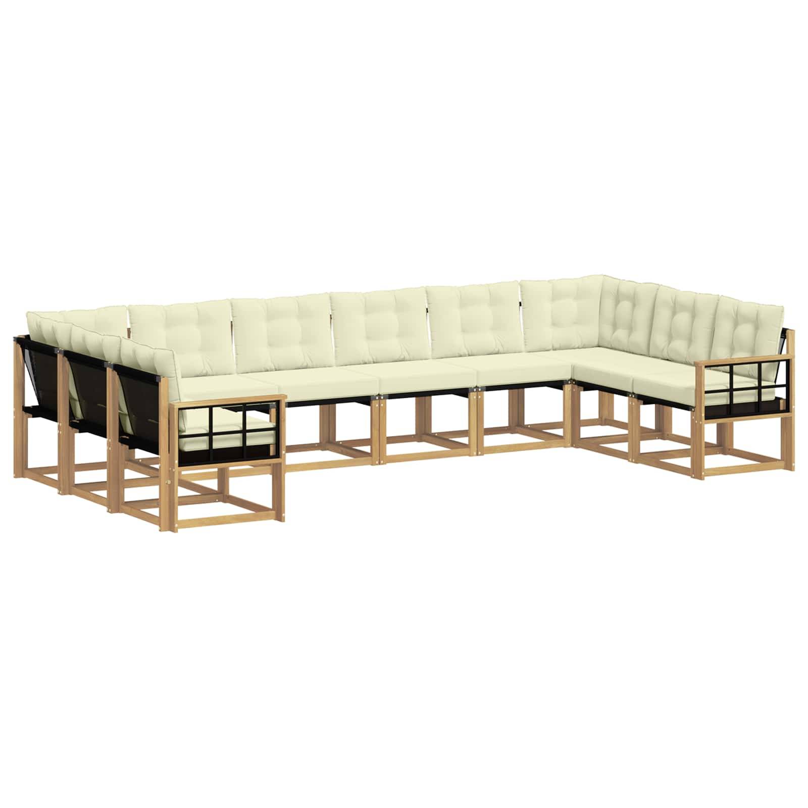 vidaXL Outdoor-Sofagarnitur mit Kissen 10 pcs Weiß und Creme