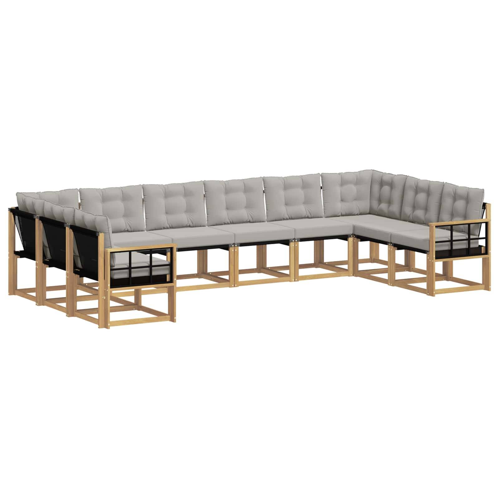 vidaXL Outdoor-Sofagarnitur mit Kissen 10 pcs Weiß und Hellgrau