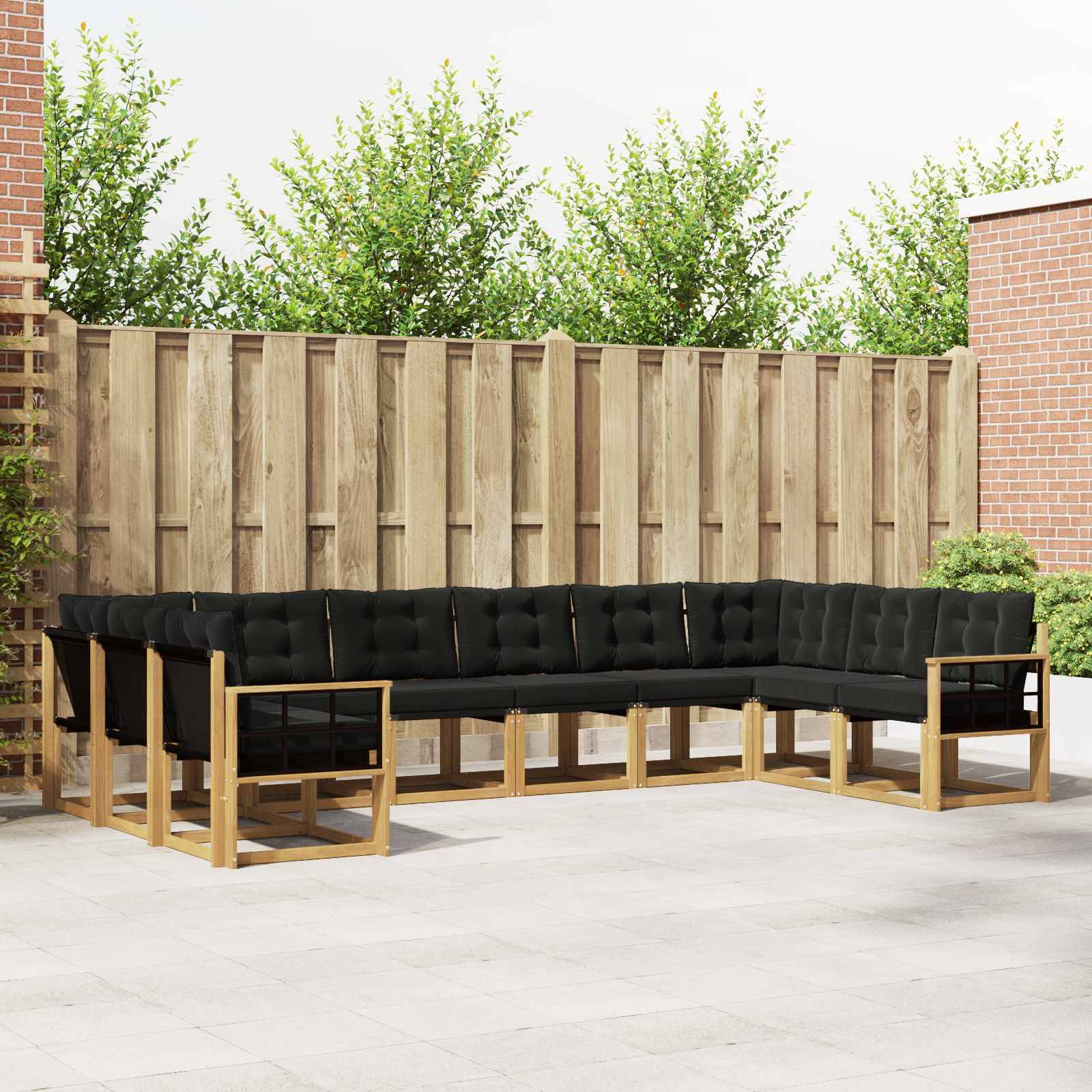 vidaXL Outdoor-Sofagarnitur mit Kissen 10 pcs Weiß und Schwarz
