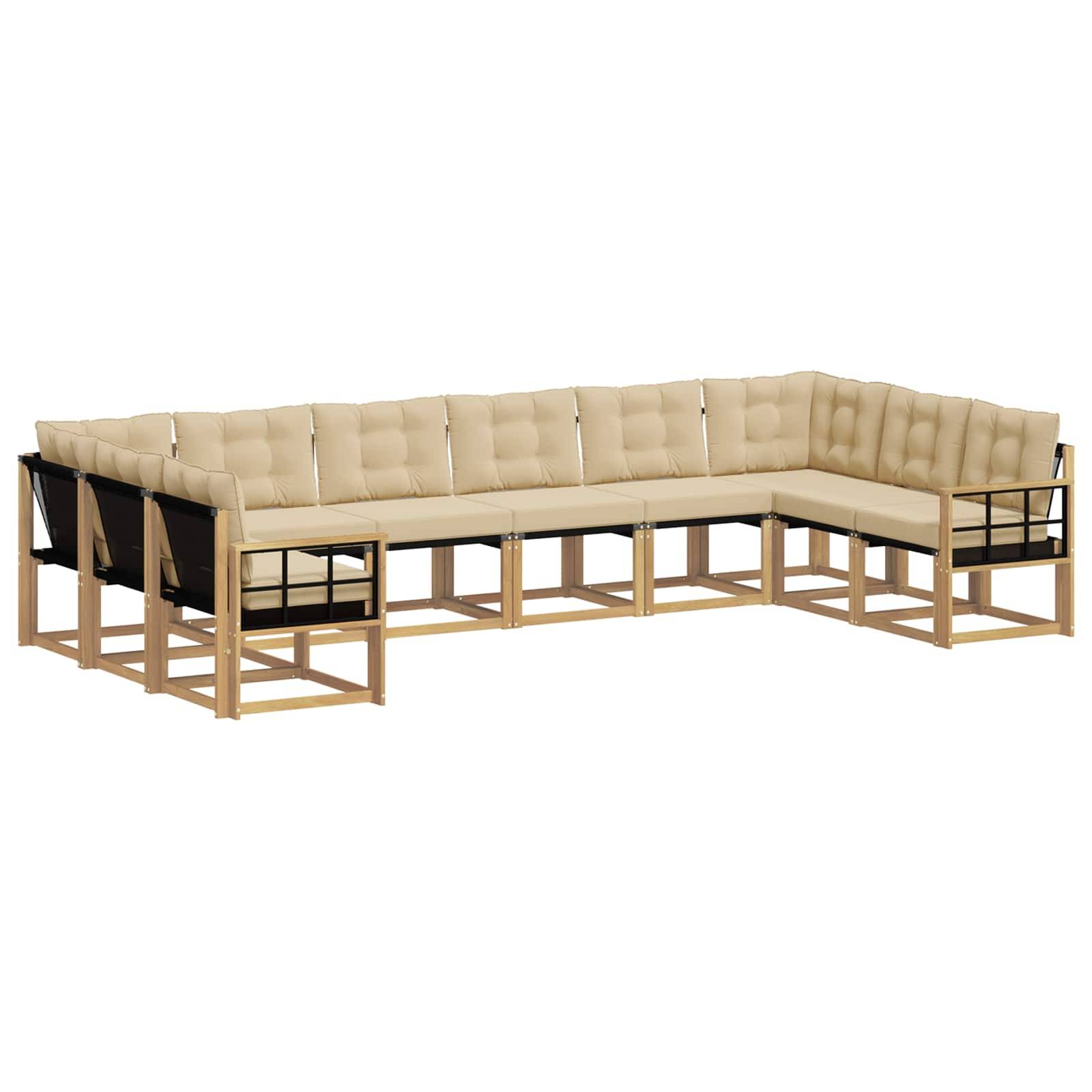 vidaXL Outdoor-Sofagarnitur mit Kissen 10 pcs Weiß und Beige