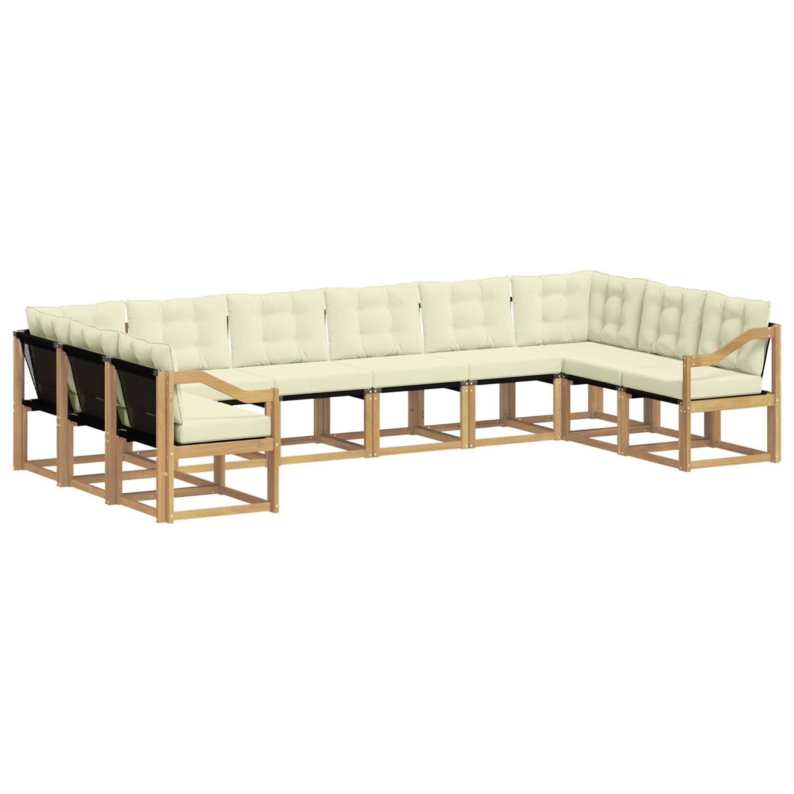 vidaXL Outdoor-Sofagarnitur mit Kissen 10 pcs Weiß und Creme
