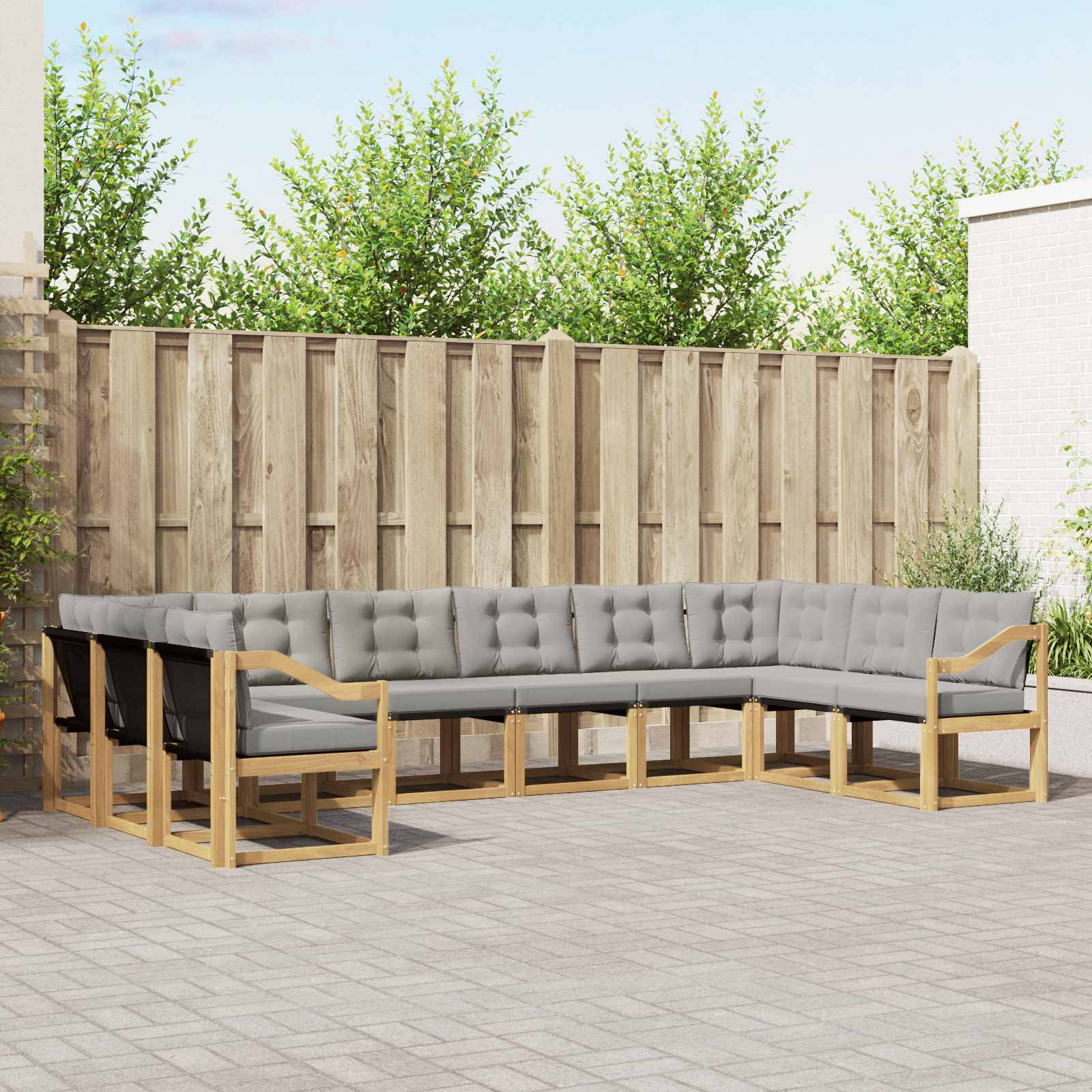 vidaXL Outdoor-Sofagarnitur mit Kissen 10 pcs Weiß und Hellgrau
