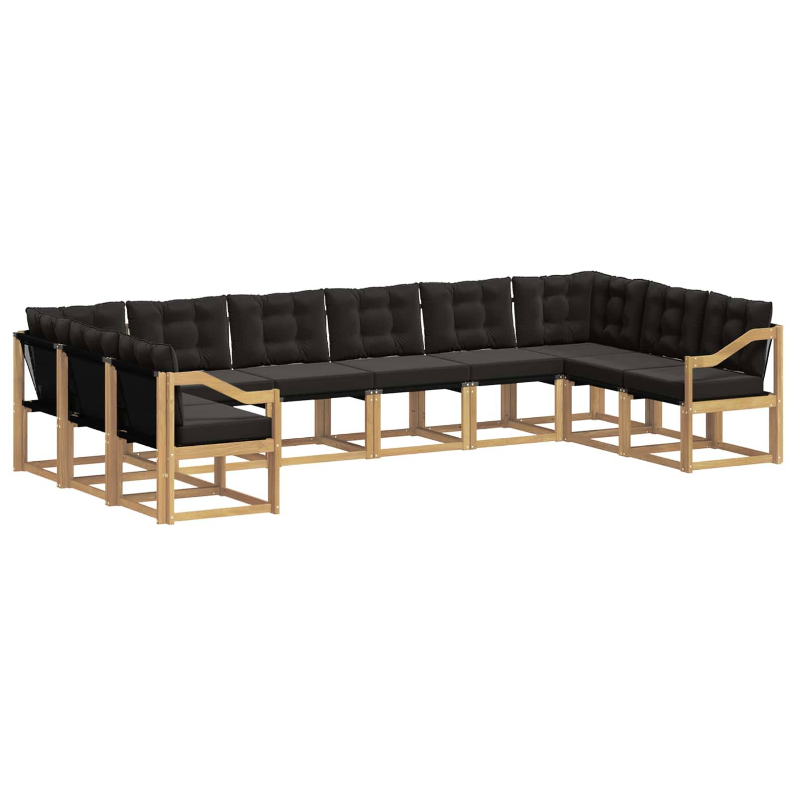 vidaXL Outdoor-Sofagarnitur mit Kissen 10 pcs Weiß und Schwarz