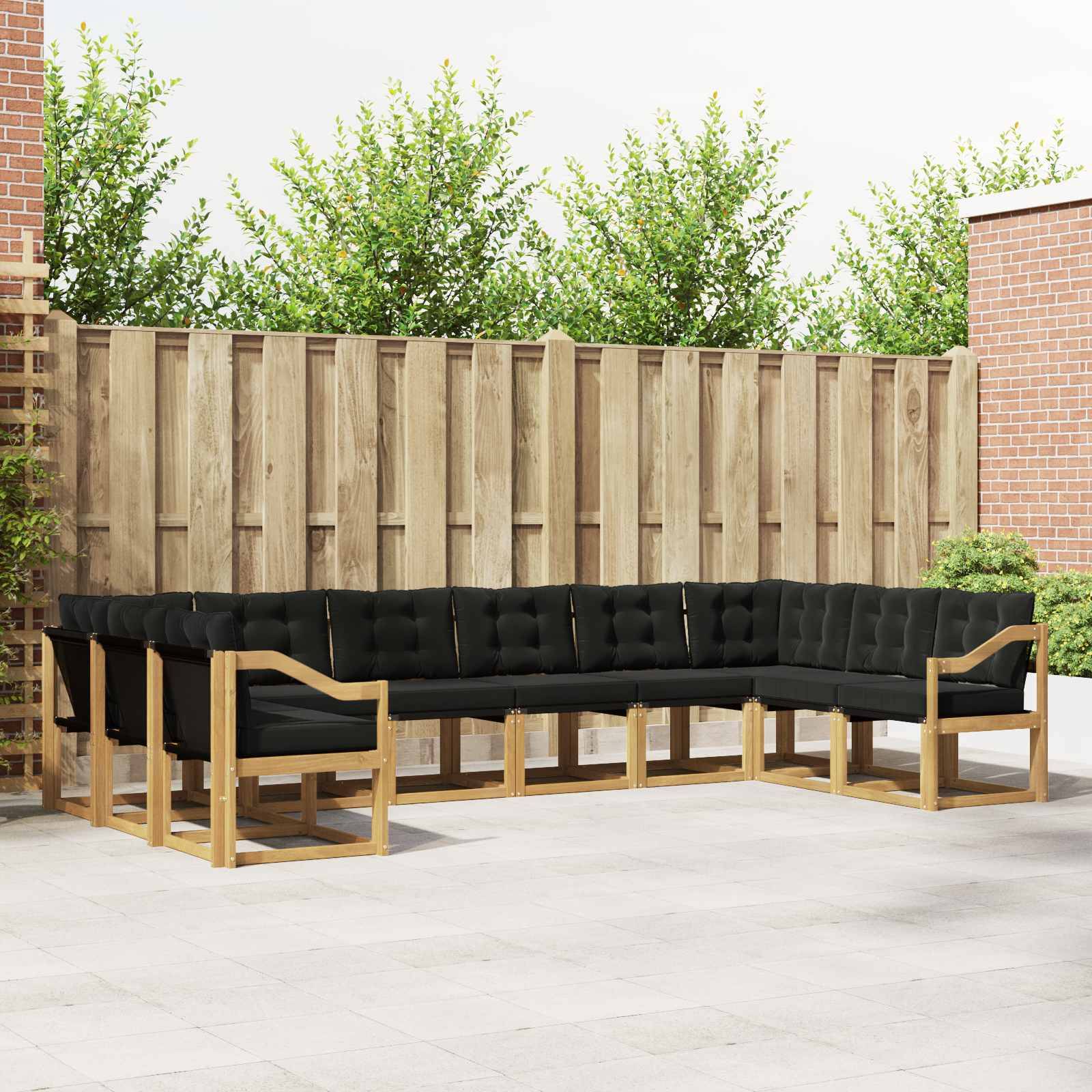 vidaXL Outdoor-Sofagarnitur mit Kissen 10 pcs Weiß und Schwarz