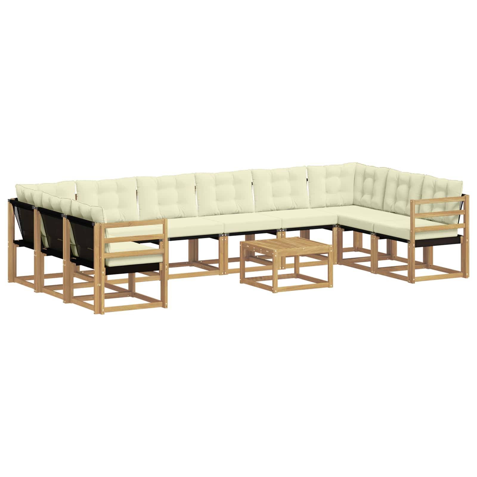 vidaXL Outdoor-Sofagarnitur mit Kissen 11 pcs Weiß und Creme