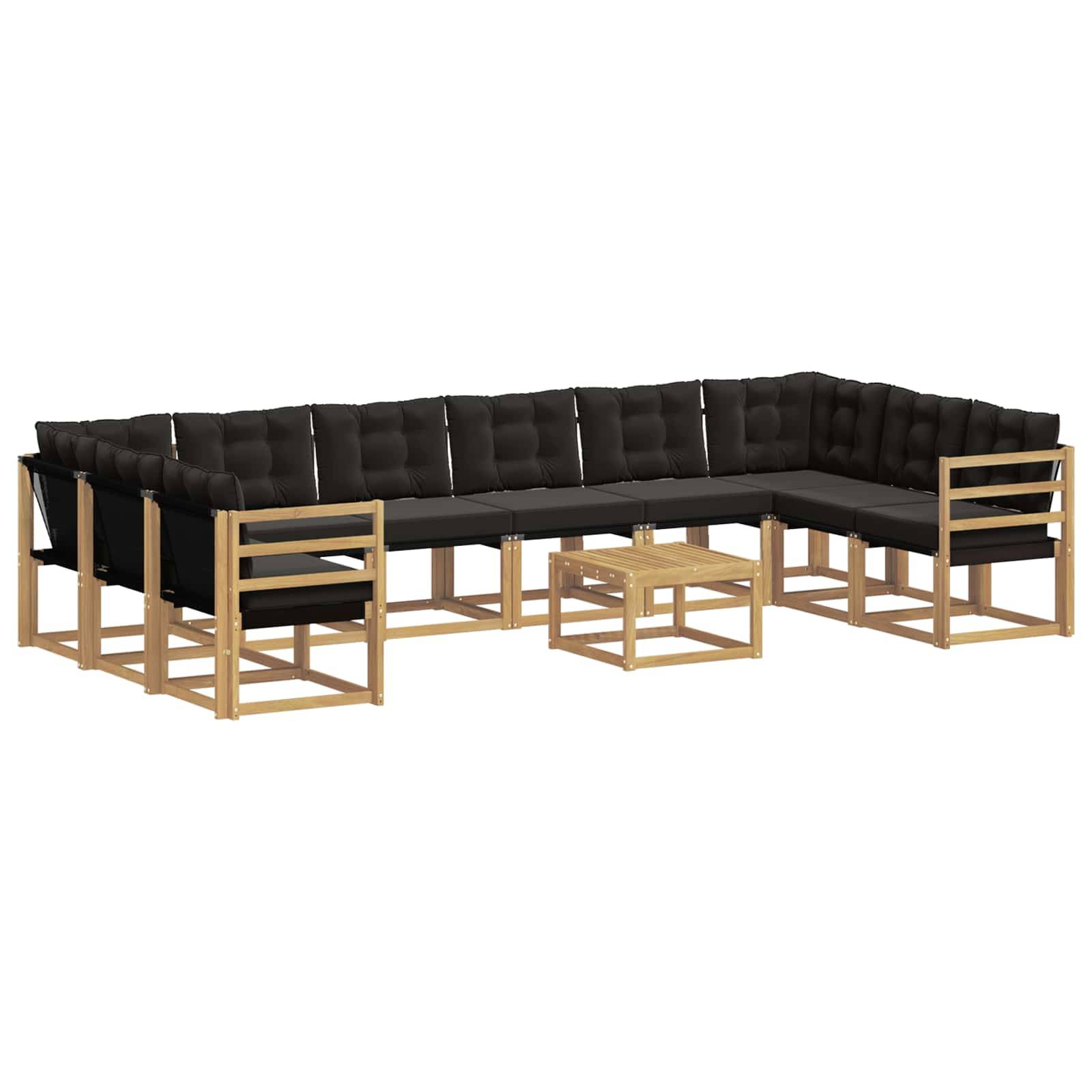 vidaXL Outdoor-Sofagarnitur mit Kissen 11 pcs Weiß und Schwarz