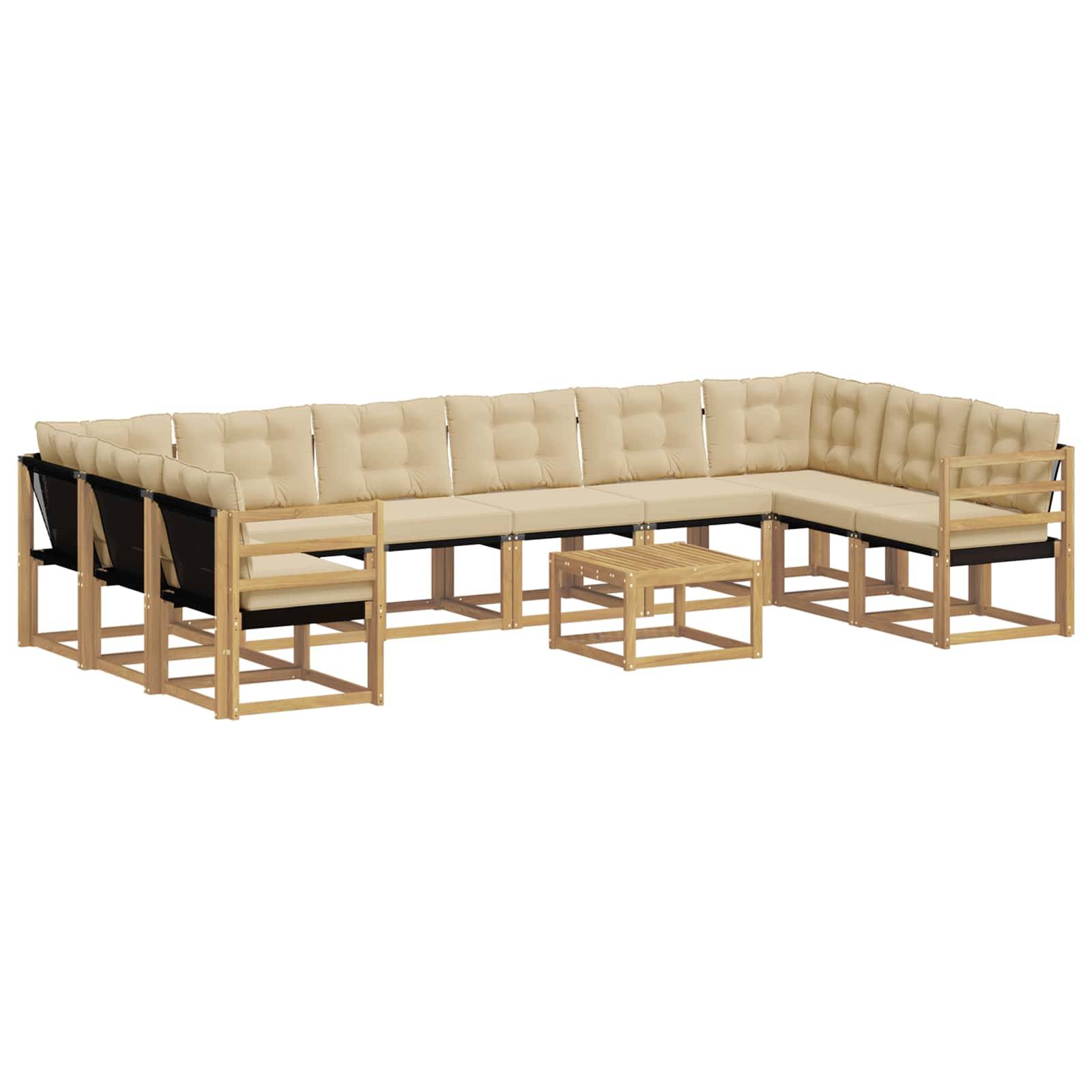 vidaXL Outdoor-Sofagarnitur mit Kissen 11 pcs Weiß und Beige