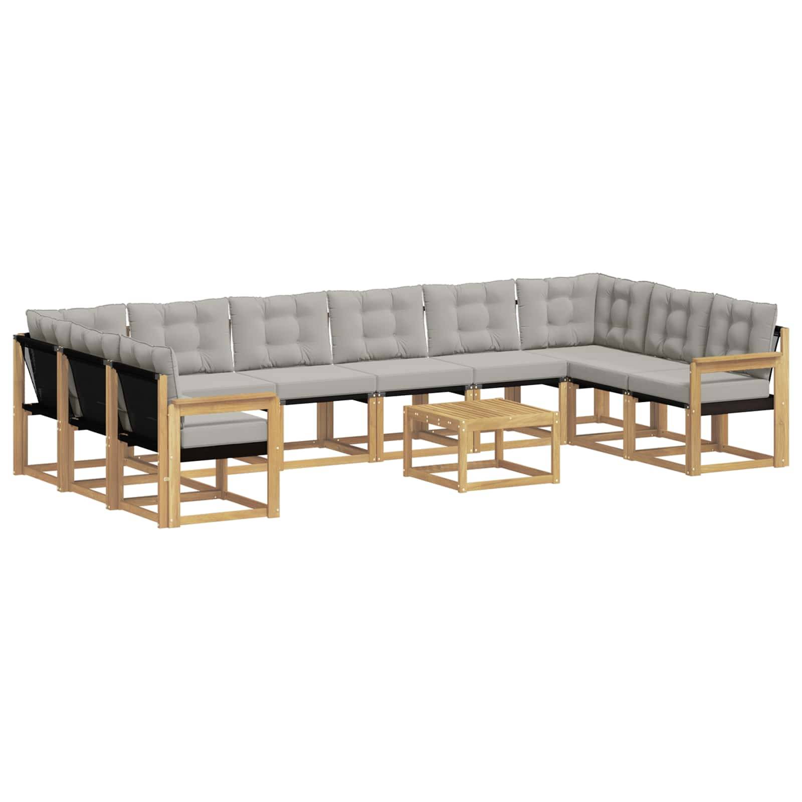 vidaXL Outdoor-Sofagarnitur mit Kissen 11 pcs Weiß und Hellgrau
