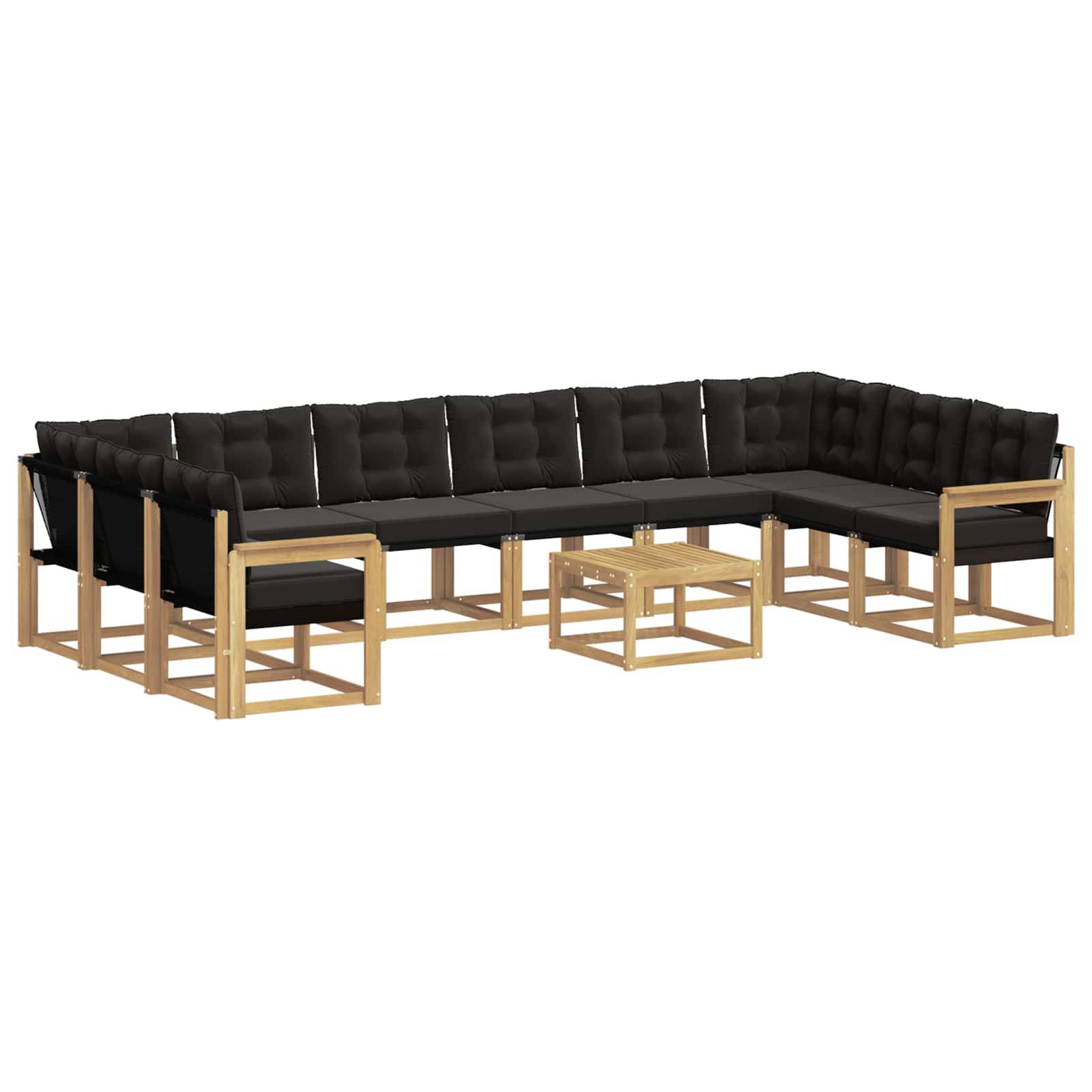 vidaXL Outdoor-Sofagarnitur mit Kissen 11 pcs Weiß und Schwarz